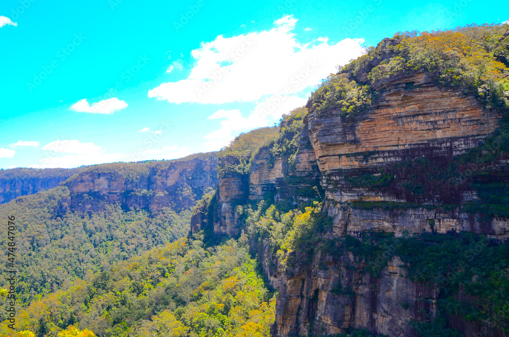 Australia green Mountain in national park in beautiful blue sky background in New South wales.
