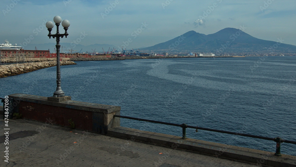 View of Mount Vesuvius from Gulf of Naples, Italy, Europe
