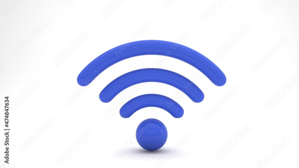 An isolated wifi icon in a white background turning around and rotating in a circle. An isolated wifi icon in a white background turning around and rotating in a circle.