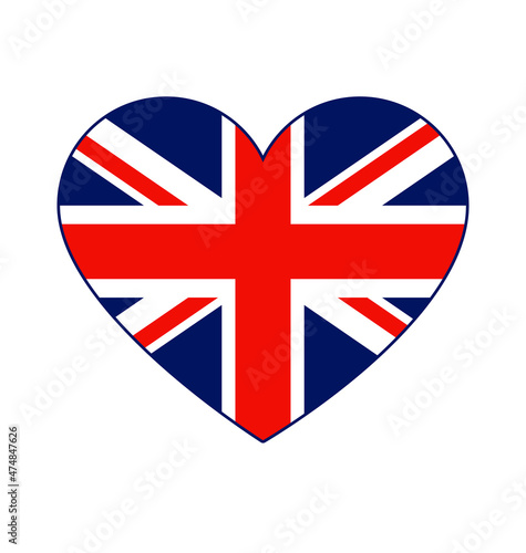 union jack united kingdom flag in heart shape