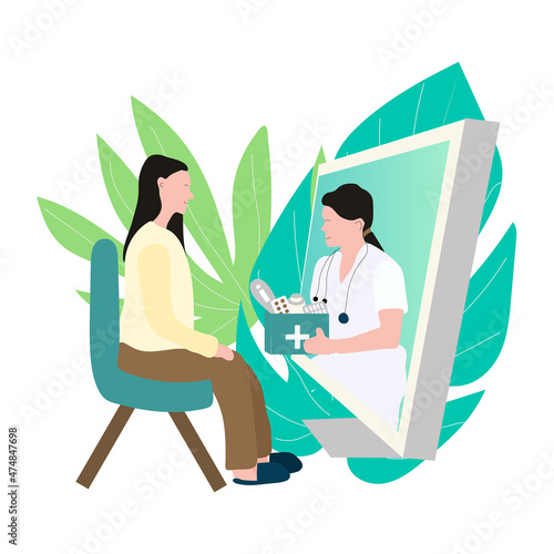 Doctor prescribe treatment online to patient. Concept banner for telemedicine