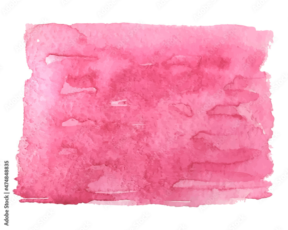 Watercolor pink stain with texture on white background. Design element for cards, banners, flyers and web elements