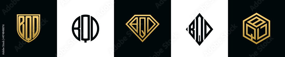 Initial letters BQD logo designs Bundle Stock Vector | Adobe Stock