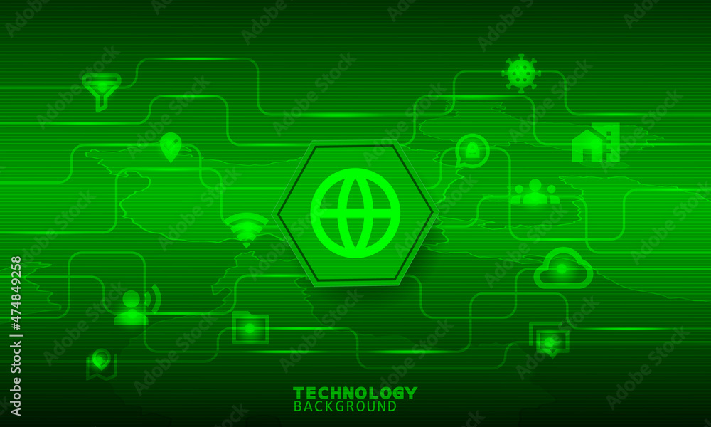 Radar Scan technology concept. Abstract Light technology concept. technology background. neon effect. circuit board concept. Hi-tech digital technology.