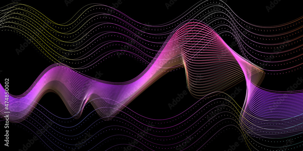 Dark abstract background with a glowing abstract waves and background ...