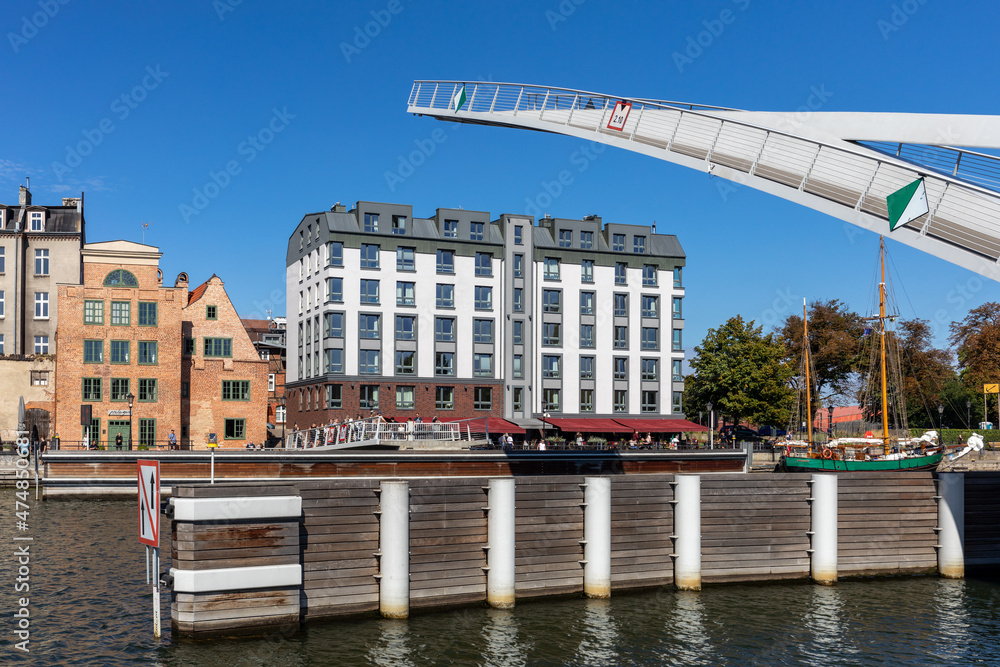 The Draw Footbridge over the Motława River in Gdansk