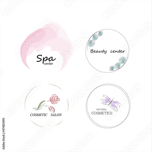 Vector illustrations for graphic and web design, cosmetics, spa, beauty center.