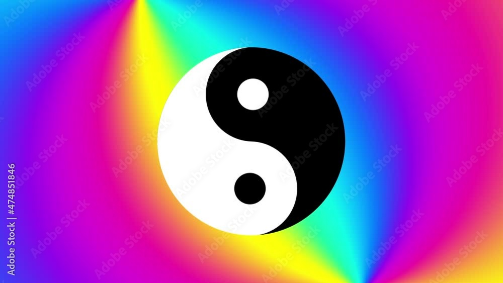 Psychedelic moving background with yin-yang symbol Psychedelic moving background with yin-yang symbol