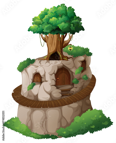 Isolated fantasy tree on cliff