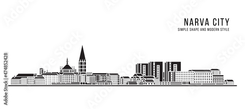 Cityscape Building Abstract Simple shape and modern style art Vector design - Narva city