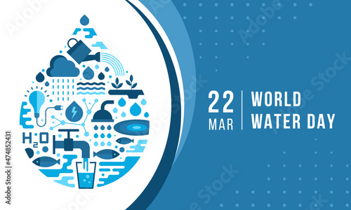 World water day banner - drop water sign with the many icons on the topic of water vector design