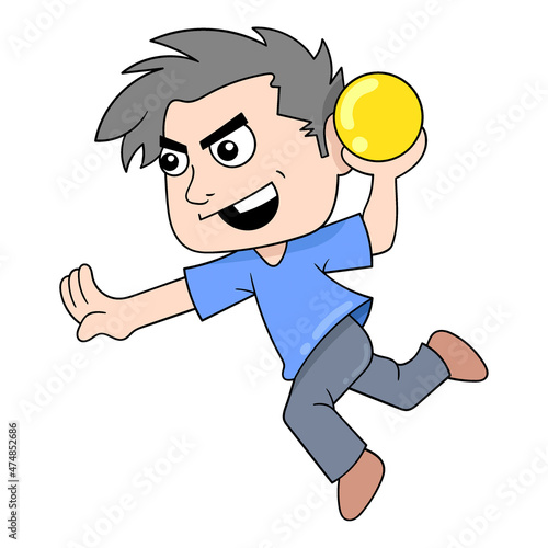 boy with enthusiasm brings beautiful pearls, doodle icon image kawaii