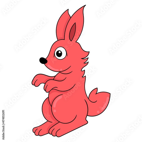 cute faced red bunny, doodle icon image kawaii