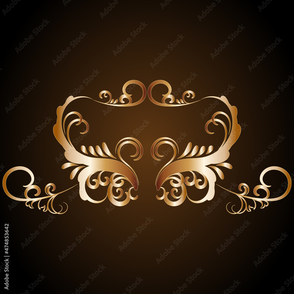 Gold ornament, with monograms. Gold ornament, with monograms.