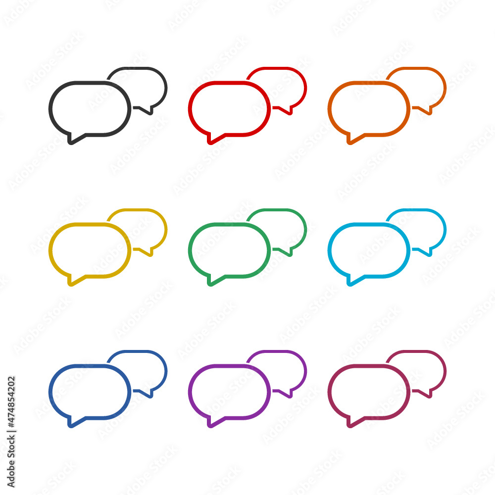 Speech bubble chat icon isolated on white background, color set Speech bubble chat icon isolated on white background, color set