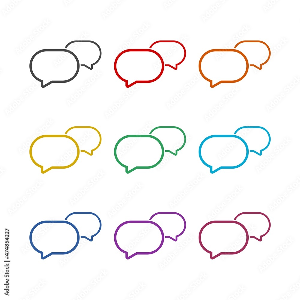 Speech bubble chat icon isolated on white background, color set Speech bubble chat icon isolated on white background, color set