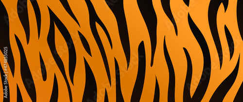 Tiger skin texture background. Tiger fur with black and orange stripes vector background.