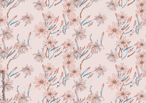 Soft and lovely flower design, seamless pattern © Gialeo