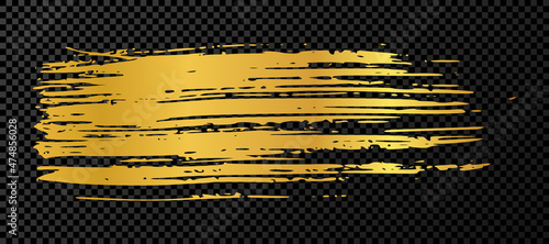 Gold brush stroke on dark transparent background