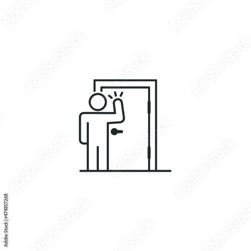 Man knocking at the door - vector line icon

