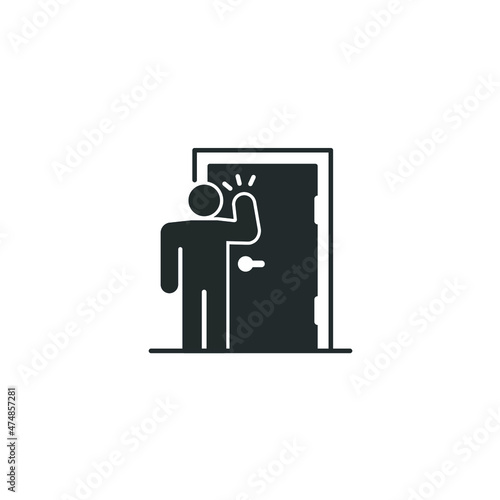 Knocking icon. Door-to-door concept.