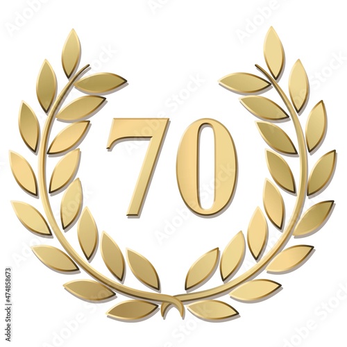 Lauriers or 70 vecteurs en relief sur fond blanc	