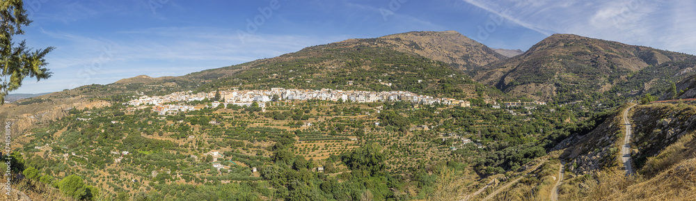 Panorama of Lanjaron and its valley in the Alpujarras area