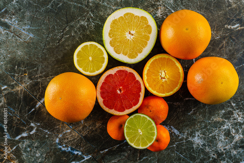 Citrus fruits. Oranges  lime  lemon  mandarins  citrus  pomelo  and grapefruit