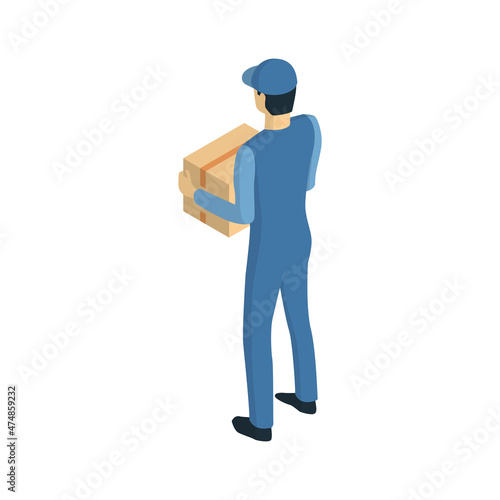 Delivery Boy Isometric Composition