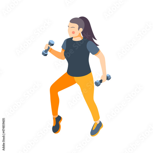 Woman With Dumbbells Composition