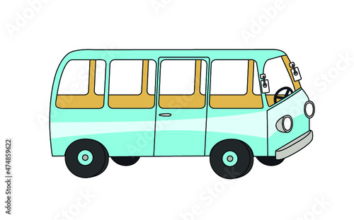 Original blue van vector illustration