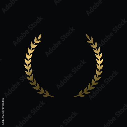 Gold laurel wreath on black background - vector illustration
