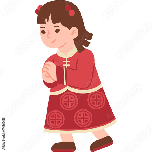 chinese girl greeting gesture