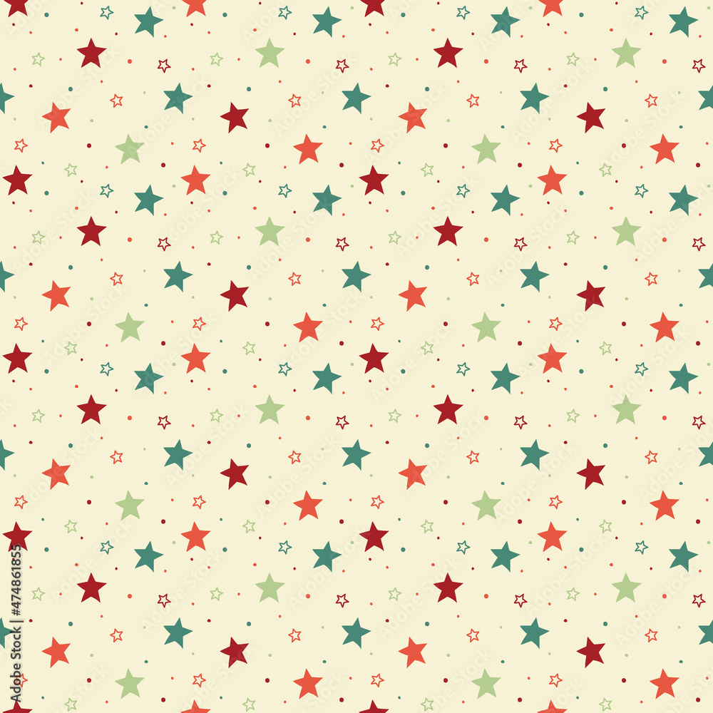 Design of Xmas pattern with stars. Christmas concept. Vector