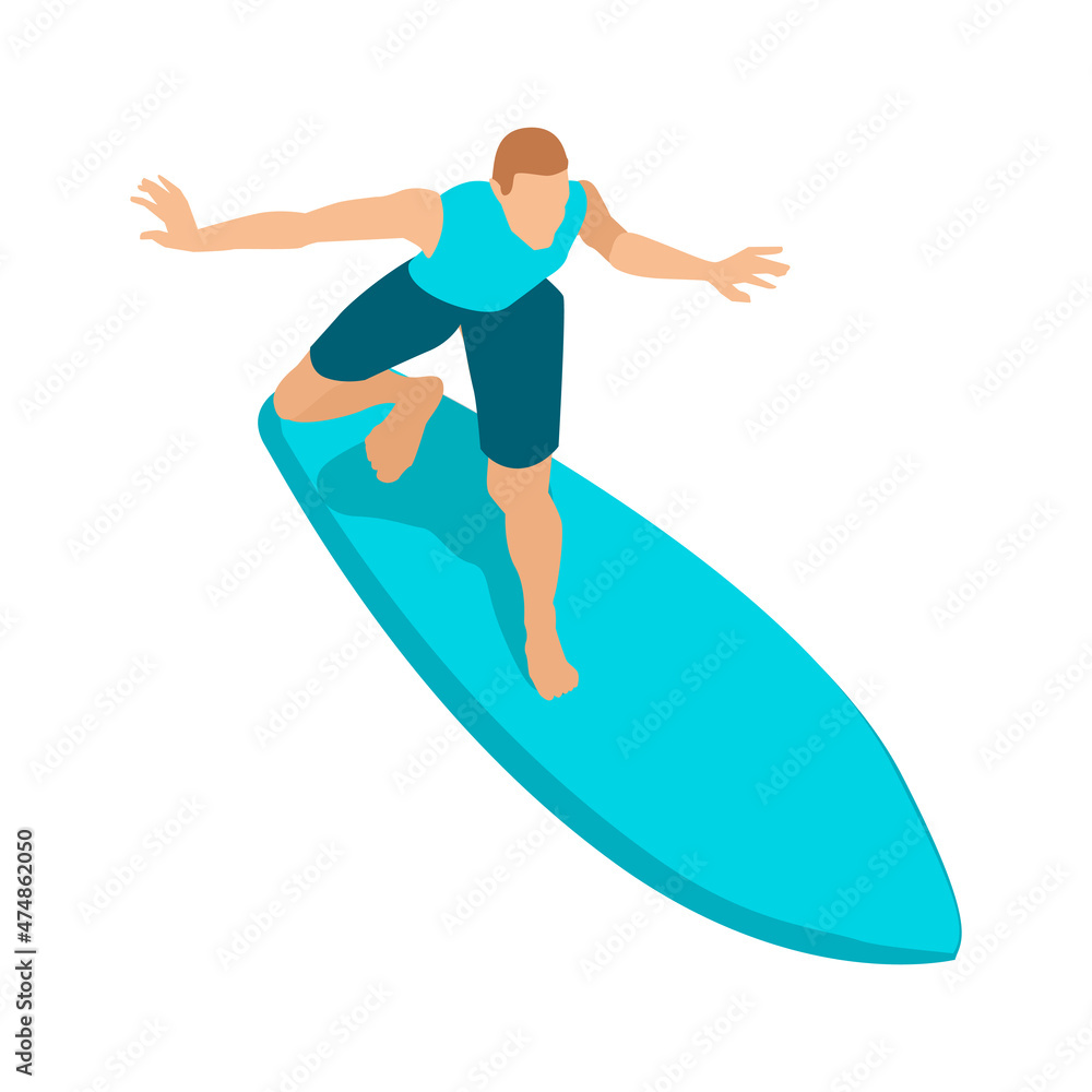 Isometric Board Surfing Composition