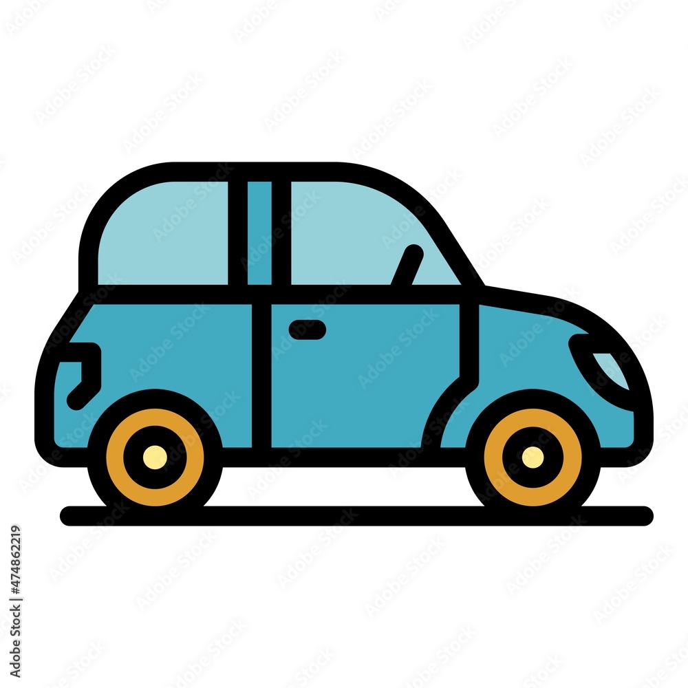 Auto car icon. Outline auto car vector icon color flat isolated