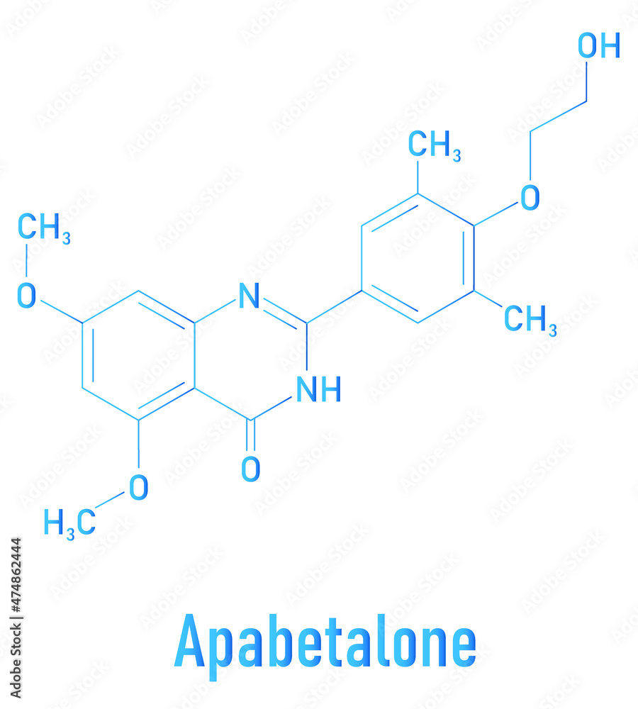 Fototapeta premium Apabetalone atherosclerosis drug molecule. BET inhibitor. Skeletal formula.
