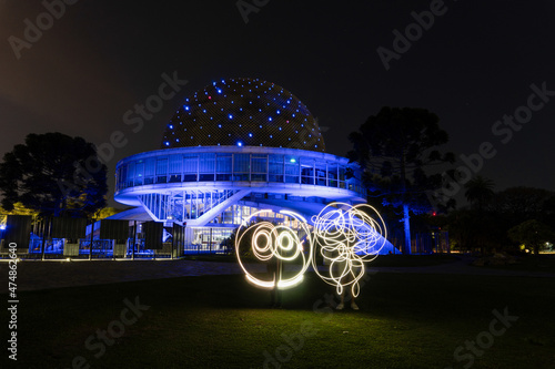 planetarium buenos aires argentina, with long exposure light photo