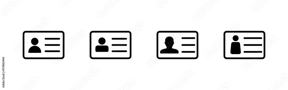 License icons set. ID card icon. driver license, staff identification card License icons set. ID card icon. driver license, staff identification card