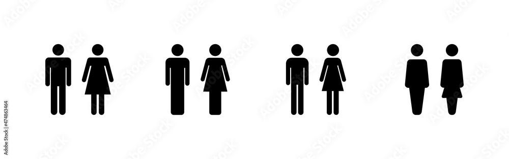 Man and woman icons set. male and female sign and symbol. Girls and boys Man and woman icons set. male and female sign and symbol. Girls and boys