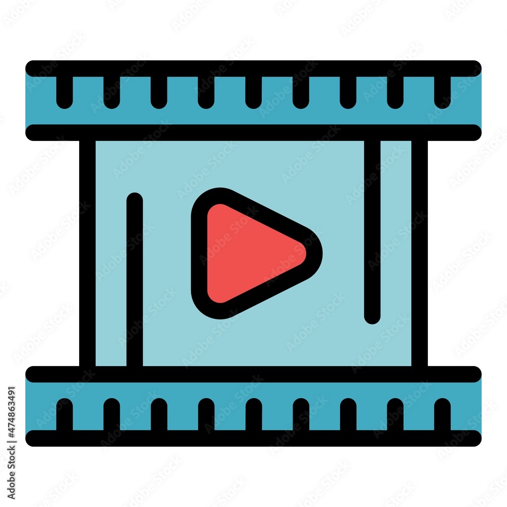 Movie clip icon. Outline movie clip vector icon color flat isolated Movie clip icon. Outline movie clip vector icon color flat isolated