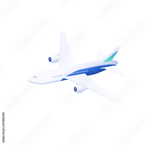 Plane icon illustration in isometric vector design. Futuristic aircraft object isolated on white background. Jet airplane or aeroplane withdrawal device.