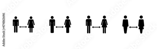 Social distancings set. social distance sign and symbol. self quarantine sign