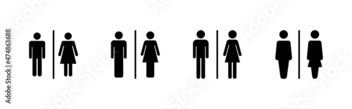 Toilet icons set. Girls and boys restrooms sign and symbol. bathroom sign. wc, lavatory