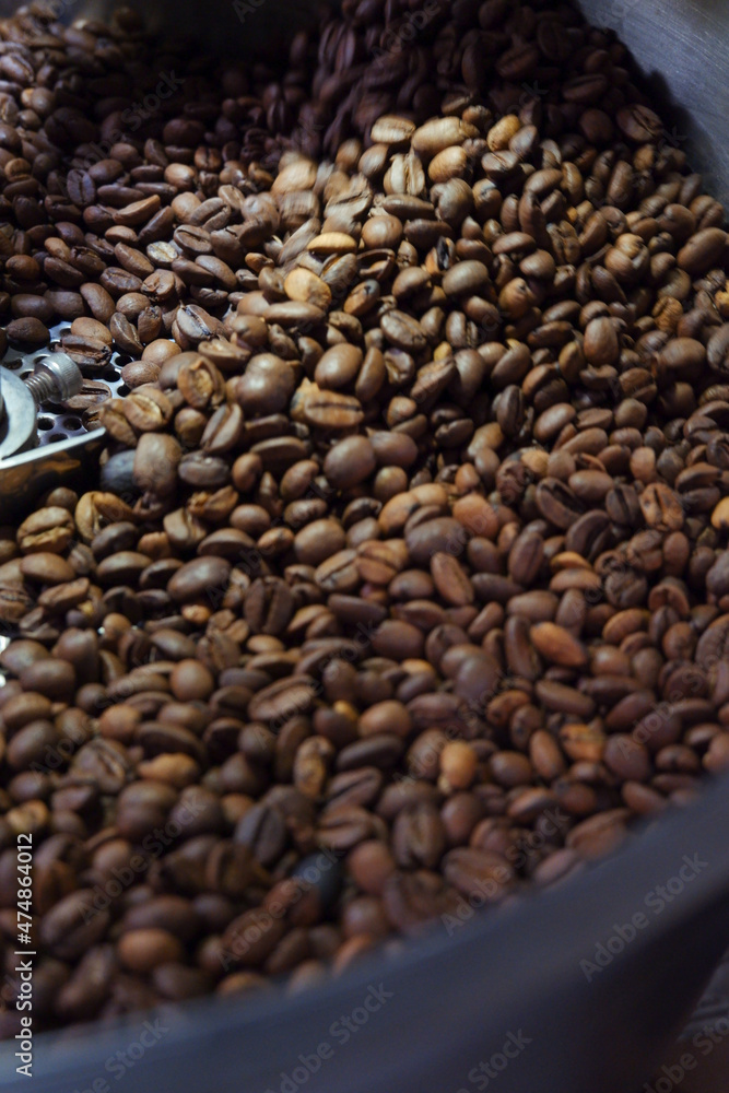 Fototapeta premium Coffee bean roasted in roasting machine