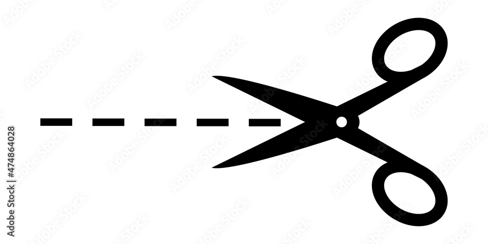 Scissors icon with cut lines, cut line icon stock illustration Scissors icon with cut lines, cut line icon stock illustration