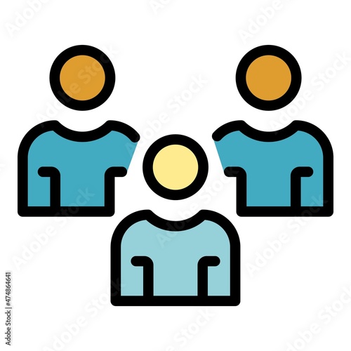 Acquaintance group icon. Outline acquaintance group vector icon color flat isolated