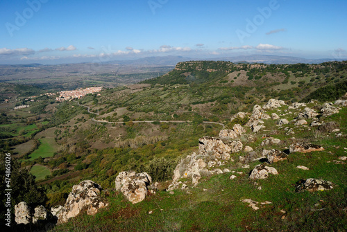 Veduta del paese di Siligo dal Monte Pelao, sulla destra il Monte S. Antonio photo