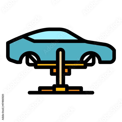 Diagnostic car lift icon. Outline diagnostic car lift vector icon color flat isolated