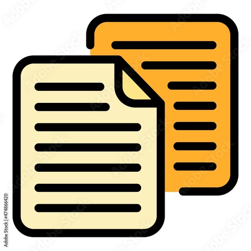 Papers scenario icon. Outline papers scenario vector icon color flat isolated